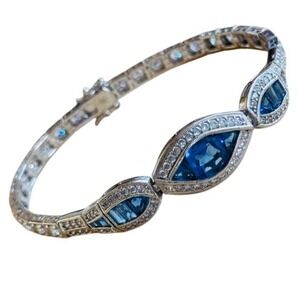 Elizabeth Taylor ET QVC simulated Sapphire Legacy of Love Bracelet Signed 8" L